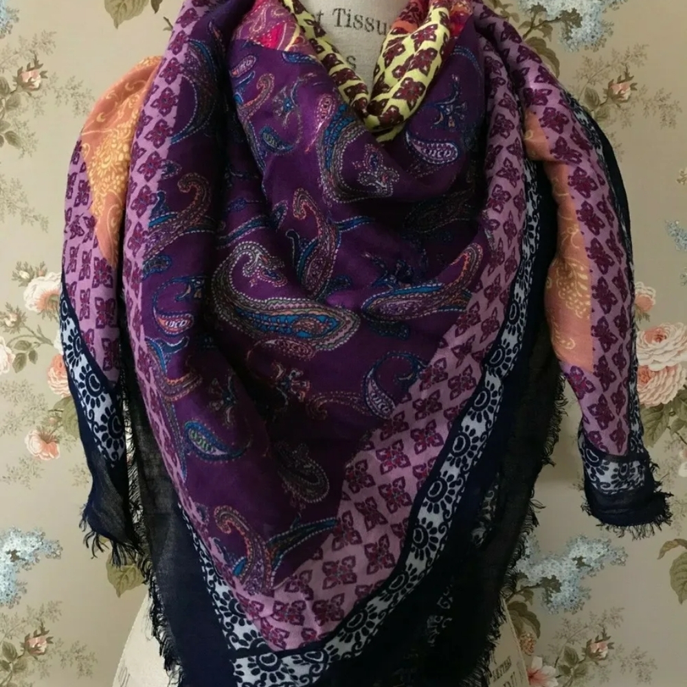 Tarnish - Large Square Paisley Patchwork Scarf - … - image 3